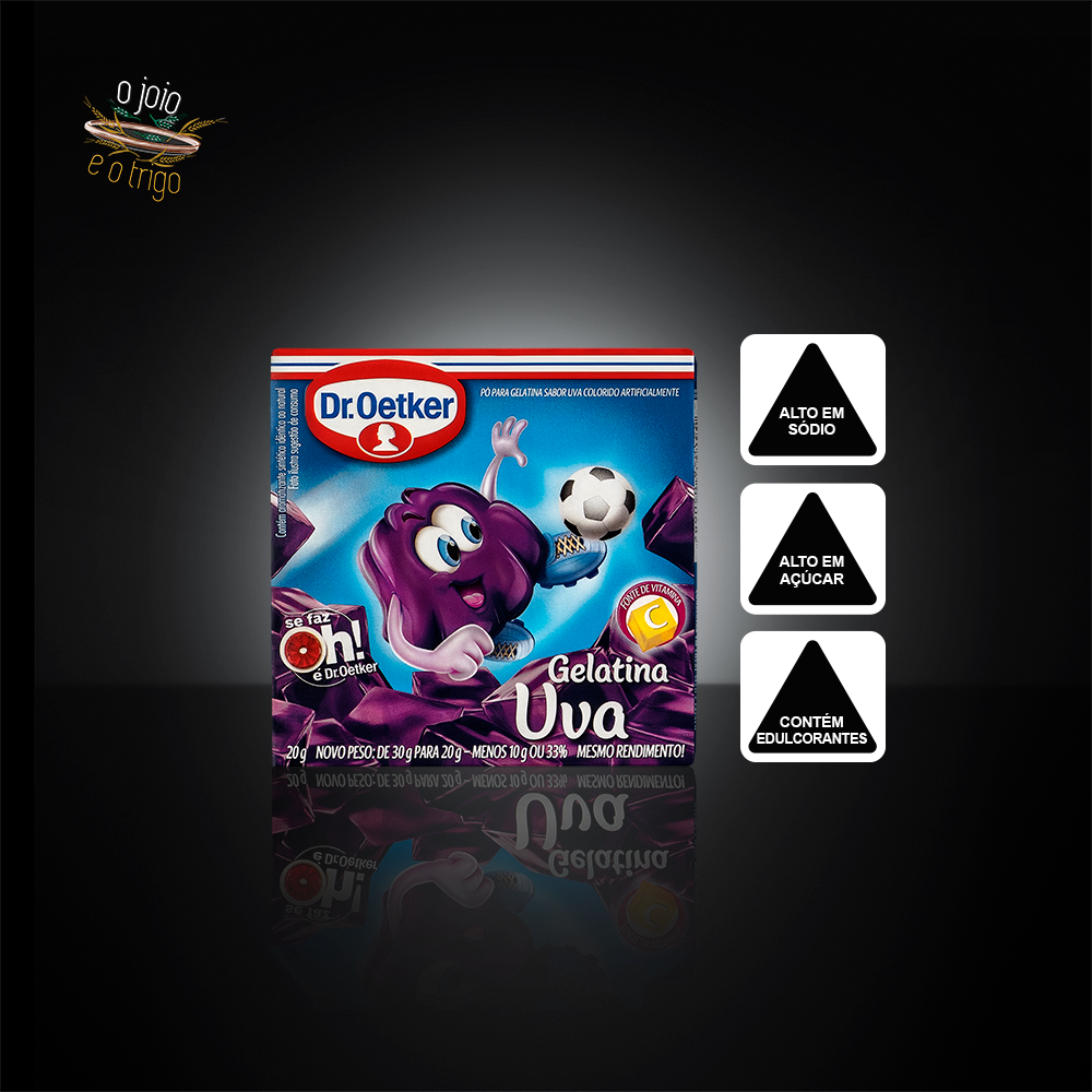 Gelatina de ‘uva’ Dr. Oetker: “Alto em” sódio e açúcar